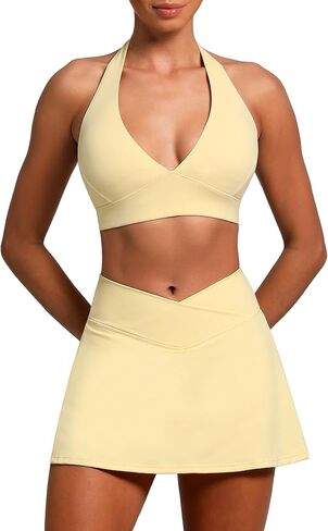 Two Piece Tennis Skirt Sets for Women 2 Piece Mini Skirt Set Pickleball Outfit Golf Skort Going Out Athletic Skirt in Saudi Arabia