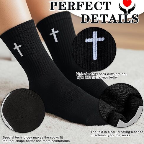 8 pair Christian cross socks prayer stockings suitable for husband, wife, family, birthday Christmas Easter gift in Kuwait