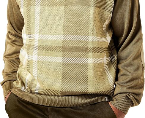 STACY ADAMS Men's Faux Leather Trimmed Dressy Sweater in Saudi Arabia