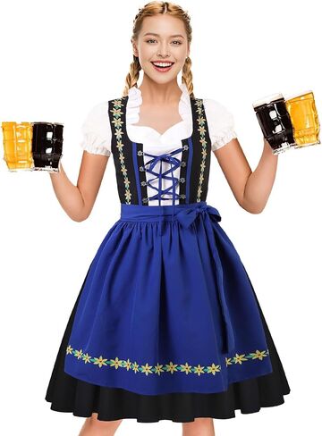 Oktoberfest Outfits Women Dirndl Dress German Bavarian Beer Dirndl Dress Costumes for Halloween Carnival in Saudi Arabia