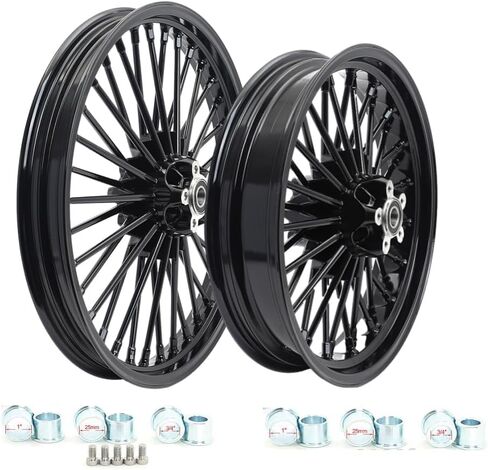 TOFR 21inch 18inch Chrome Front Rear Wheels Rims 36 Fat King Spokes Tubeless For Harley Dyna 2000-2005 FXDB Street Bob FXDL Low Rider FXDWG Wide Glide FXD Super Glide 2001 2002 2003 2004 2005 in Saudi Arabia