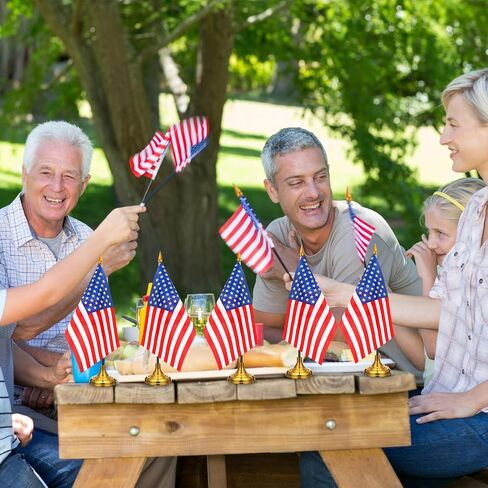 50 Pcs American Desk Flag Set Small USA Flags for Table with 13" Black Pole, Black Base and Spear Top, American Flag for Home Office Party Festival Celebrations Decor in Saudi Arabia