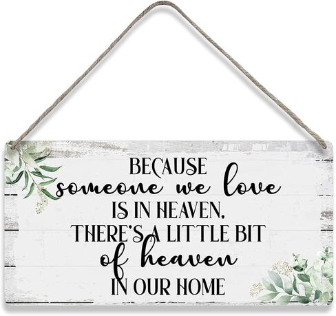 Because Someone We Love is in Heaven There's a Little Bit of Heaven in Our Home Quote Sayings Home Wall Decor Wooden Signs Rustic Farmhouse Hanging Wall Plaque Sign Gift in Saudi Arabia