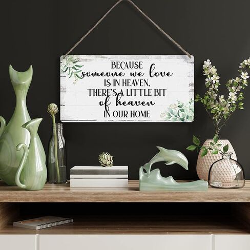 Because Someone We Love is in Heaven There's a Little Bit of Heaven in Our Home Quote Sayings Home Wall Decor Wooden Signs Rustic Farmhouse Hanging Wall Plaque Sign Gift in Saudi Arabia