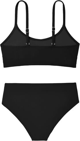 Zando Girls Swimsuit ثنائية - حزام قابل للتعديل بدلة السباحة الصلبة مجموعات بيكيني للمراهقين in Kuwait