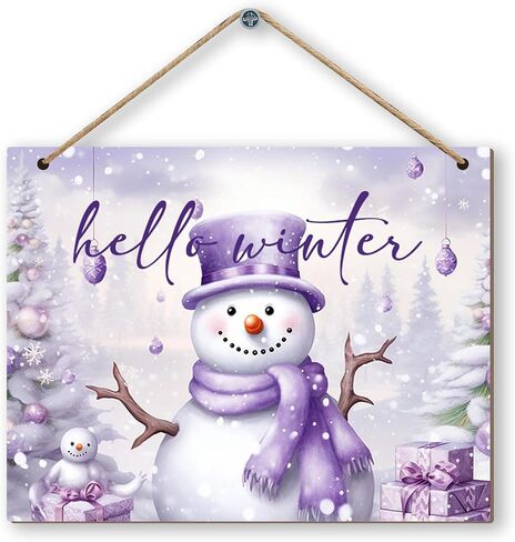 Laveliabelbel Purple Snowman Christmas Wood Sign Plaque Hanging Plaque و Snowman Decoring Wall Decor in Saudi Arabia