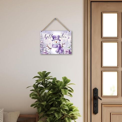 Laveliabelbel Purple Snowman Christmas Wood Sign Plaque Hanging Plaque و Snowman Decoring Wall Decor in Saudi Arabia