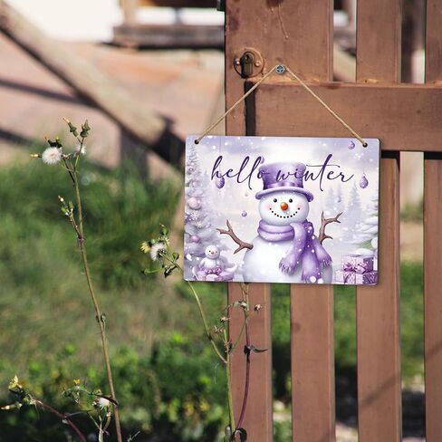 Laveliabelbel Purple Snowman Christmas Wood Sign Plaque Hanging Plaque و Snowman Decoring Wall Decor in Saudi Arabia