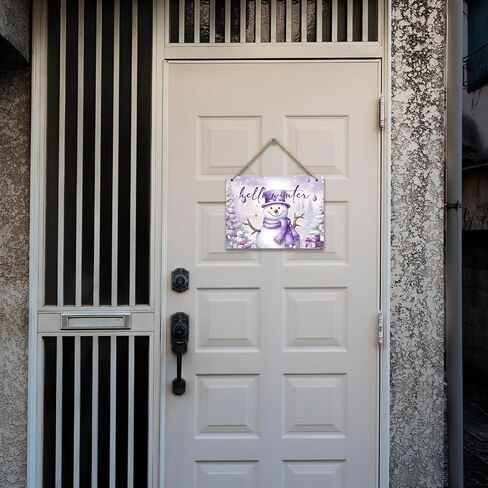 Laveliabelbel Purple Snowman Christmas Wood Sign Plaque Hanging Plaque و Snowman Decoring Wall Decor in Saudi Arabia