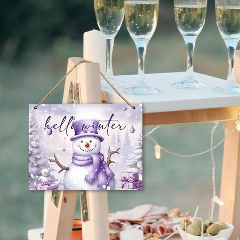 Laveliabelbel Purple Snowman Christmas Wood Sign Plaque Hanging Plaque و Snowman Decoring Wall Decor in Saudi Arabia