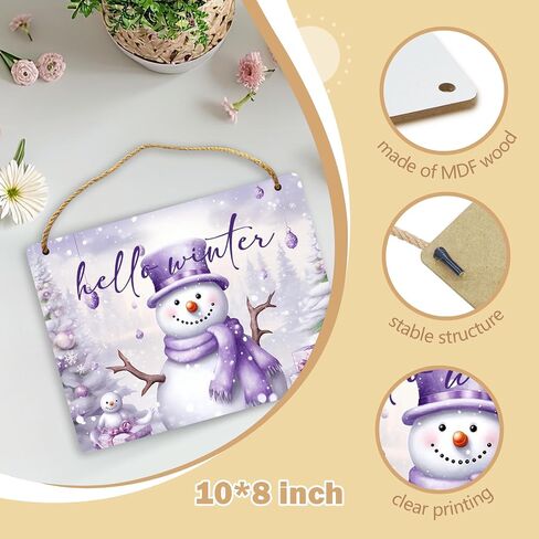 Laveliabelbel Purple Snowman Christmas Wood Sign Plaque Hanging Plaque و Snowman Decoring Wall Decor in Saudi Arabia
