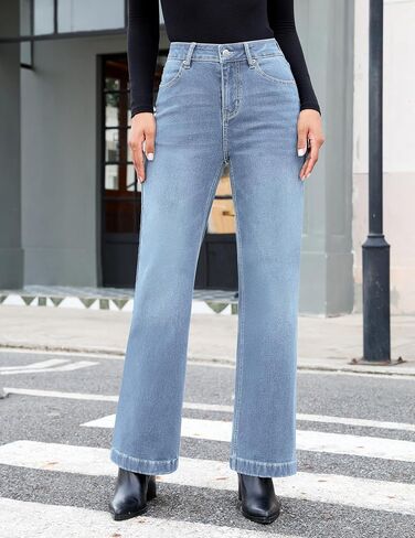 luvamia Flare Jeans for Women Thin Fleece Lined High Waisted Wide Leg Trendy Fall Stretchy Denim Pants Trouser Jeans in Saudi Arabia