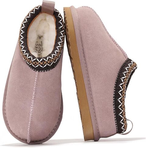 Project Cloud Cloud Geneine Leather & Australian Shearling Slippers for Kids - Memory Foam Fuzzy and غير انزلاق النعال النعال الفتيات الأحذية والأولاد ، حذاء الأطفال للجنسين (Dream Warm) in Kuwait