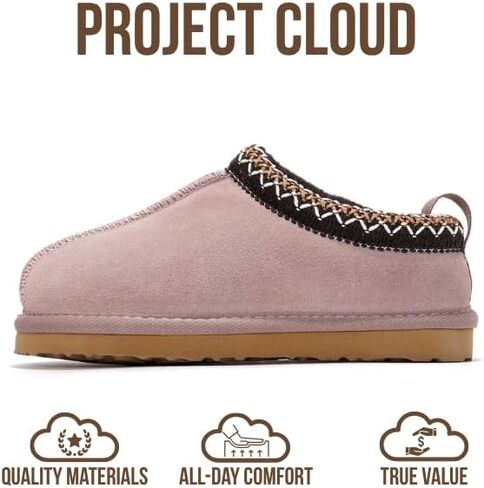 Project Cloud Cloud Geneine Leather & Australian Shearling Slippers for Kids - Memory Foam Fuzzy and غير انزلاق النعال النعال الفتيات الأحذية والأولاد ، حذاء الأطفال للجنسين (Dream Warm) in Kuwait