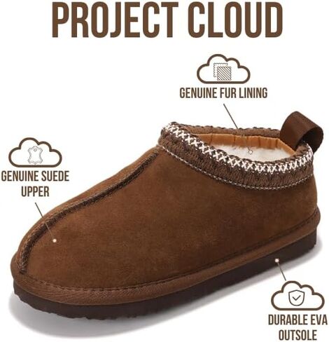 Project Cloud Cloud Geneine Leather & Australian Shearling Slippers for Kids - Memory Foam Fuzzy and غير انزلاق النعال النعال الفتيات الأحذية والأولاد ، حذاء الأطفال للجنسين (Dream Warm) in Kuwait