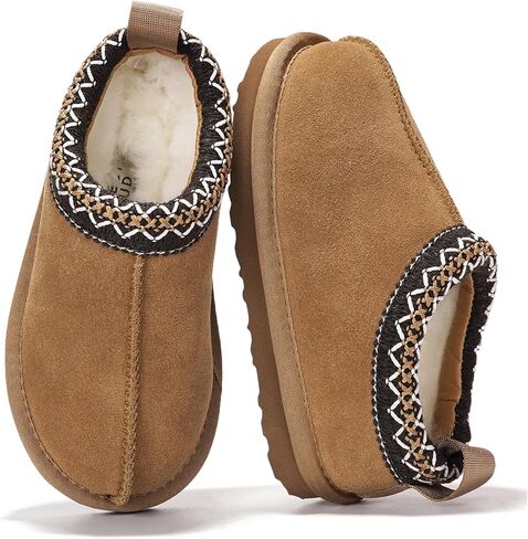 Project Cloud Cloud Geneine Leather & Australian Shearling Slippers for Kids - Memory Foam Fuzzy and غير انزلاق النعال النعال الفتيات الأحذية والأولاد ، حذاء الأطفال للجنسين (Dream Warm) in Kuwait