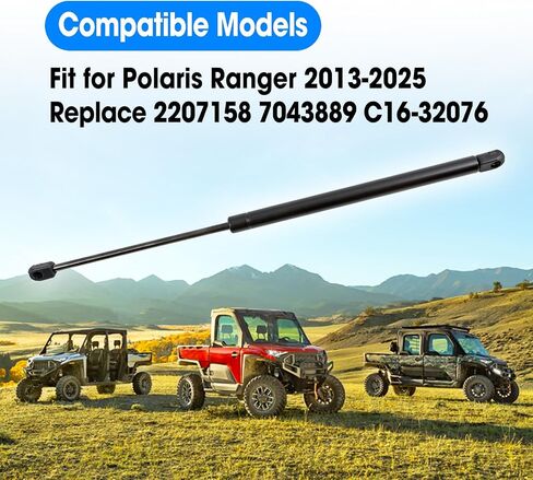 7043889 1 PC دعم رفع النافذة الأمامية استبدال 2207158 C16-32076 ، دعامة صدمة الغاز تناسب Polaris Ranger 2013-2025 للجوانب اليمنى واليسرى in Kuwait