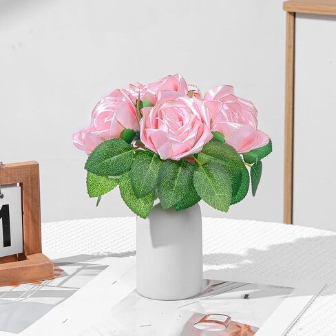 100 PCS Gold Edge Ribbon Rose Petals Pregliter Glitter Flowers Praymering Platsials لباقات DIY ، زهرة ساطعة إلى الأبد مصنوعة إلى الأبد لحفلات الزفاف (Pink Light) in Kuwait
