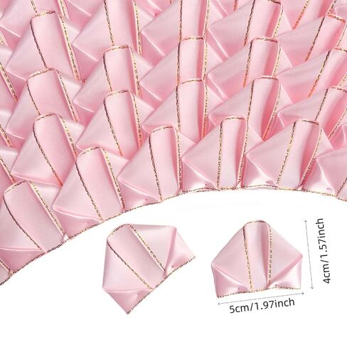 100 PCS Gold Edge Ribbon Rose Petals Pregliter Glitter Flowers Praymering Platsials لباقات DIY ، زهرة ساطعة إلى الأبد مصنوعة إلى الأبد لحفلات الزفاف (Pink Light) in Kuwait