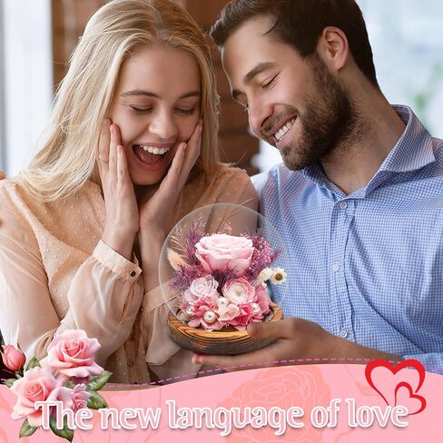 Forever Preserved Rose in Glass Dome with LED Lights - Eternal Rose Gift for Women, Prime Delivery - Valentine's Day Mother's Day Christmas Birthday for Wife Girlfriend (red) in Saudi Arabia