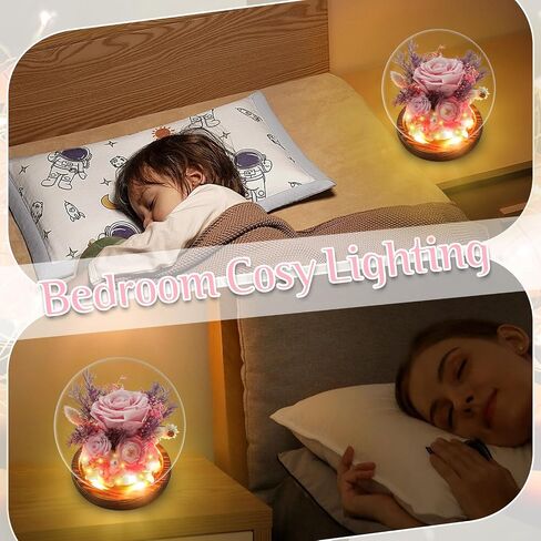 Forever Preserved Rose in Glass Dome with LED Lights - Eternal Rose Gift for Women, Prime Delivery - Valentine's Day Mother's Day Christmas Birthday for Wife Girlfriend (red) in Saudi Arabia