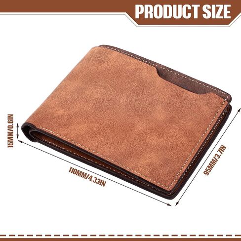 Paterr 6 Pcs Faux Leather Wallet Bulk for Men Stylish Slim Bifold Wallet with ID Window for DIY Engraving Gifts for Husband Son Grandpa Boyfriend Xmas Wedding Anniversary, Light Brown in Saudi Arabia
