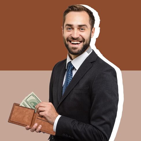 Paterr 6 Pcs Faux Leather Wallet Bulk for Men Stylish Slim Bifold Wallet with ID Window for DIY Engraving Gifts for Husband Son Grandpa Boyfriend Xmas Wedding Anniversary, Light Brown in Saudi Arabia