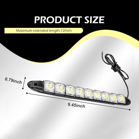 2 PCS الأضواء الشريط أثناء النهار ، ومجموعات قطاع الضوء LED LED أثناء النهار ، وتخليص الطاقة العالية ، ومصباح ضباب مرنة مرنة ، مناسبة لمعظم طرز السيارات (أبيض) in Kuwait