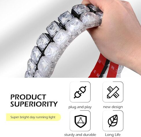 2 PCS الأضواء الشريط أثناء النهار ، ومجموعات قطاع الضوء LED LED أثناء النهار ، وتخليص الطاقة العالية ، ومصباح ضباب مرنة مرنة ، مناسبة لمعظم طرز السيارات (أبيض) in Kuwait