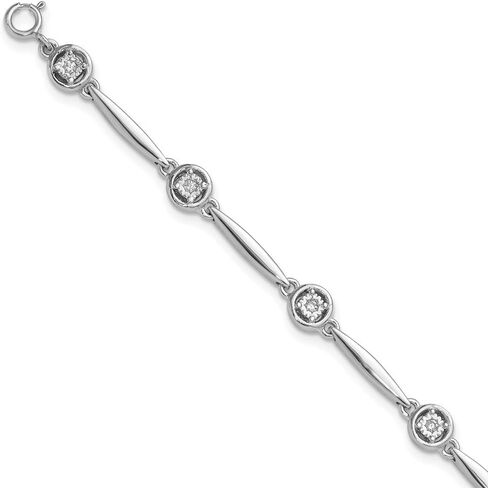 925 Sterling Silver Rhodium-plated Polished Cubic zirconia with 2.25" ext. Fancy Link Chain Bracelet 8" in Saudi Arabia