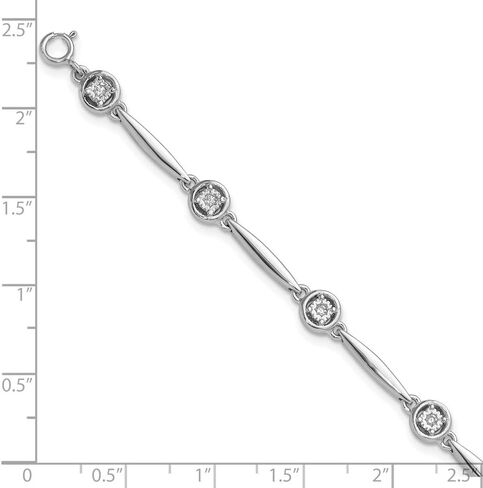 925 Sterling Silver Rhodium-plated Polished Cubic zirconia with 2.25" ext. Fancy Link Chain Bracelet 8" in Saudi Arabia