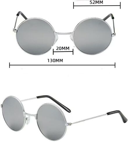 Taro Sakamoto Cosplay Eyeglasses Round Classes Silver Frame Gray Lens Assume Props Accound Compe للجنسين للحفلات عيد الميلاد عيد الميلاد in Saudi Arabia