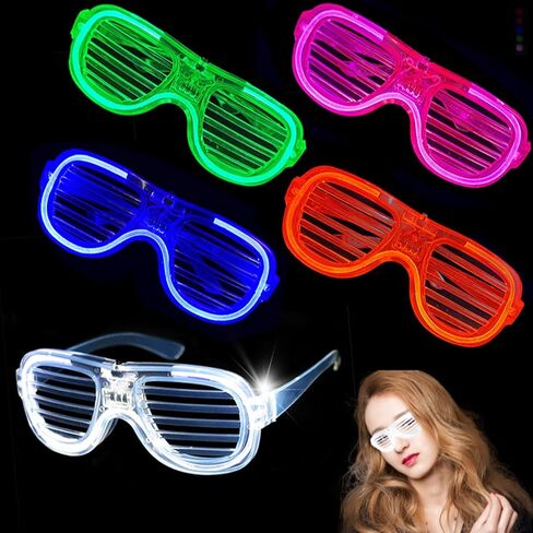 10pcs نظارات LED LED - 5 ألوان النيون توهج في لوازم الحفلات المظلمة ، نظارات صافية لحفلات عيد الهالوين ، الزفاف ، صراخ أعياد الميلاد ، الهزائم ، الحفلات وحفلات الألعاب in Saudi Arabia