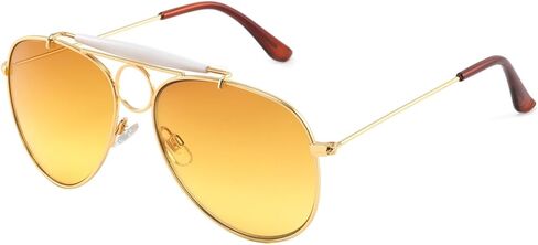ASVP Shop Fear and Loathing Aviator Sunglasses – Hunter S. Thompson Costume Retro Gold Frame with Yellow Amber Lenses, Shooter Style Circle Bridge, Vintage 70s Hippie Festival Shades in Saudi Arabia