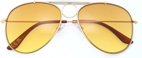 ASVP Shop Fear and Loathing Aviator Sunglasses – Hunter S. Thompson Costume Retro Gold Frame with Yellow Amber Lenses, Shooter Style Circle Bridge, Vintage 70s Hippie Festival Shades in Saudi Arabia