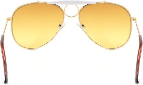 ASVP Shop Fear and Loathing Aviator Sunglasses – Hunter S. Thompson Costume Retro Gold Frame with Yellow Amber Lenses, Shooter Style Circle Bridge, Vintage 70s Hippie Festival Shades in Saudi Arabia