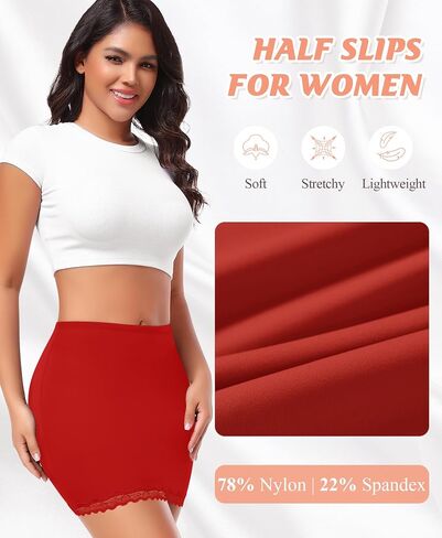 DERCA Half Slips for Women Under Dress Non Cling Lace Trim Slip Skirt Above Knee Underskirt for Dresses in Kuwait