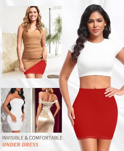 DERCA Half Slips for Women Under Dress Non Cling Lace Trim Slip Skirt Above Knee Underskirt for Dresses in Kuwait