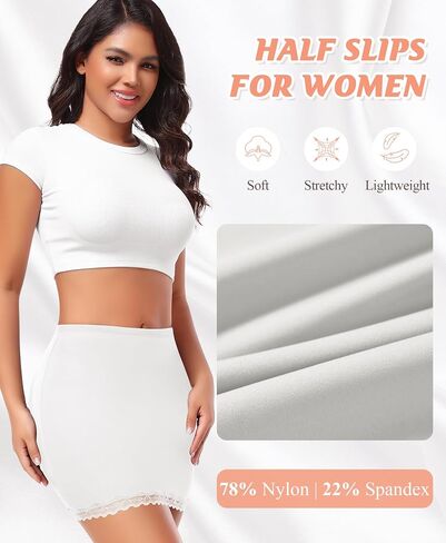DERCA Half Slips for Women Under Dress Non Cling Lace Trim Slip Skirt Above Knee Underskirt for Dresses in Kuwait