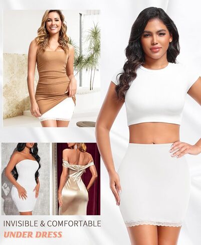DERCA Half Slips for Women Under Dress Non Cling Lace Trim Slip Skirt Above Knee Underskirt for Dresses in Kuwait