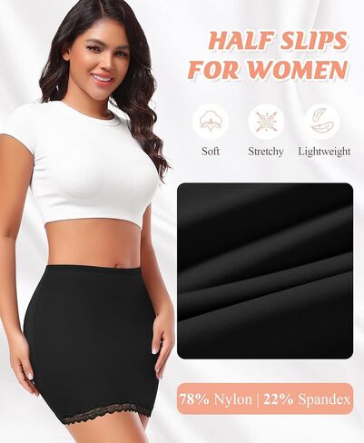 DERCA Half Slips for Women Under Dress Non Cling Lace Trim Slip Skirt Above Knee Underskirt for Dresses in Kuwait