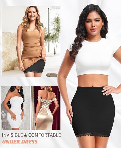 DERCA Half Slips for Women Under Dress Non Cling Lace Trim Slip Skirt Above Knee Underskirt for Dresses in Kuwait