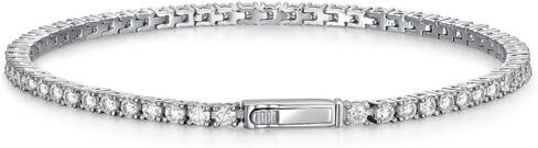 2-10 CT Moissanite 925 Sterling Silver Tennis Bracelet للنساء والرجال ، 2 مم إلى 4 مم ، سوار الأبدية القابلة للتكديس للجنسين مع قفل آمن ، مختبر تم إنشاؤه بديل الماس ، 6.5 و 7.25 بوصة in Kuwait