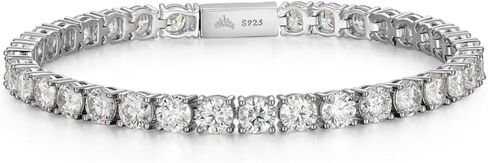 2-10 CT Moissanite 925 Sterling Silver Tennis Bracelet للنساء والرجال ، 2 مم إلى 4 مم ، سوار الأبدية القابلة للتكديس للجنسين مع قفل آمن ، مختبر تم إنشاؤه بديل الماس ، 6.5 و 7.25 بوصة in Kuwait