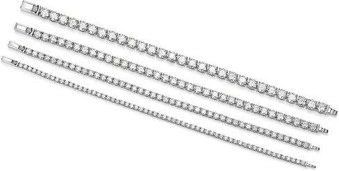 2-10 CT Moissanite 925 Sterling Silver Tennis Bracelet للنساء والرجال ، 2 مم إلى 4 مم ، سوار الأبدية القابلة للتكديس للجنسين مع قفل آمن ، مختبر تم إنشاؤه بديل الماس ، 6.5 و 7.25 بوصة in Kuwait
