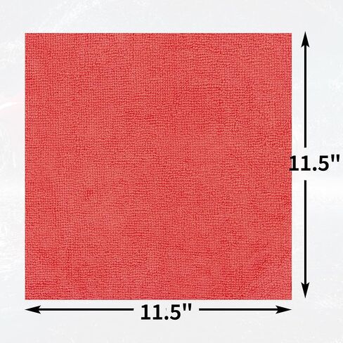 Shop Towels, 100 Pack Detailing Rags Microfiber Cleaning Cloth Bulk Absorbent Lint-Free Microfiber Towels for Mechanic, Automotive, Industries, Garage & Housekeeping 11.5"*11.5" Red in Kuwait