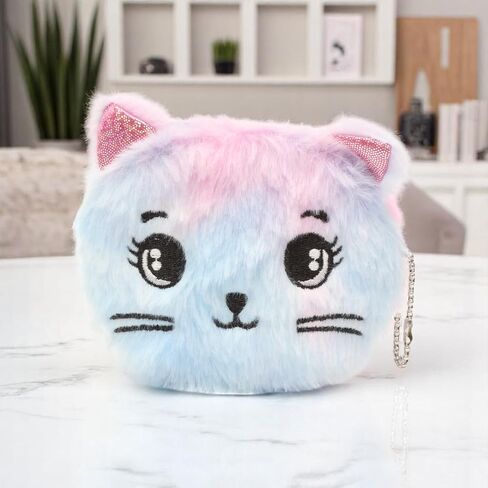 عام 1PCS الأموال من حقيبة القط نمط MINI Wallet Plush Purple 11x10cm in Saudi Arabia