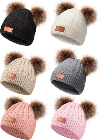6 PCS Kids Winter Pompom Hat قبعة قبعة قبعة التزلج على الجليد in Saudi Arabia