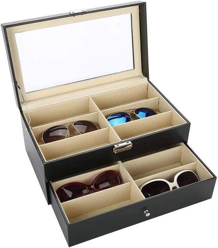 BAILAI Jewelry Box-Mens Wooden Watch Box Slots Jewelry Organizer Storage Case with Glass Top in Saudi Arabia