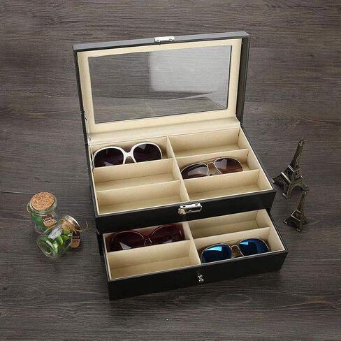 BAILAI Jewelry Box-Mens Wooden Watch Box Slots Jewelry Organizer Storage Case with Glass Top in Saudi Arabia